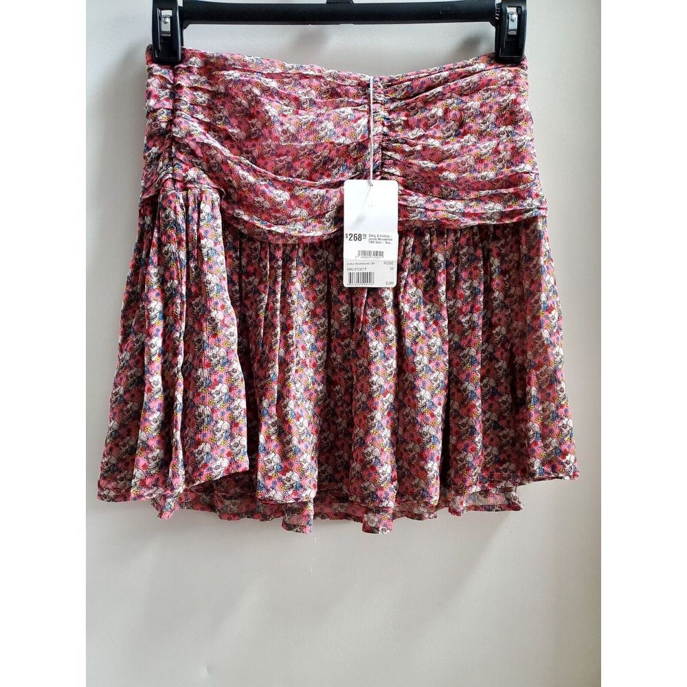 Zadig & Voltaire Javal Mousseline TDM Skirt Rose 36/SM Sugar Skulls Print NWT - Picture 5 of 15